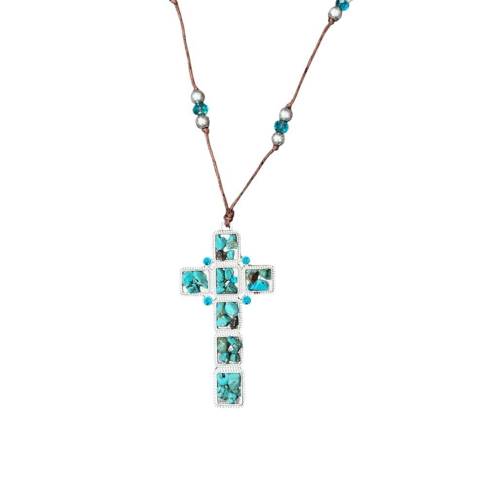 Turquoise Cross Pendant Necklace